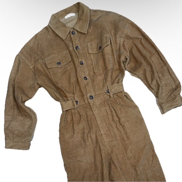 12th tribe corduroy jumpsuit brown tan indie core boho oversized chic small - Picture 6 of 6